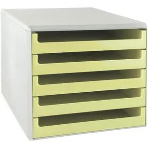 Böttcher-AG Schubladenbox A4 - Sonstige Büroutensilien, umweltfreundlich aus Recycling-Kunststoff, 5 Fächer mit Auszugssperre – ideal zur Organisation von Kleinteilen.