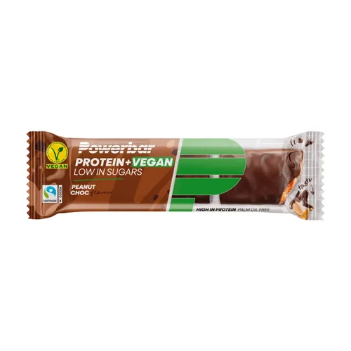 Powerbar Protein Plus Vegan Peanut Choc Riegel - Proteinriegel mit 10g pflanzlichem Protein und nur 0,6g Zucker pro Riegel. Ideal für Sportler und bewusste Snack-Liebhaber – Genuss ohne schlechtes Gewissen!