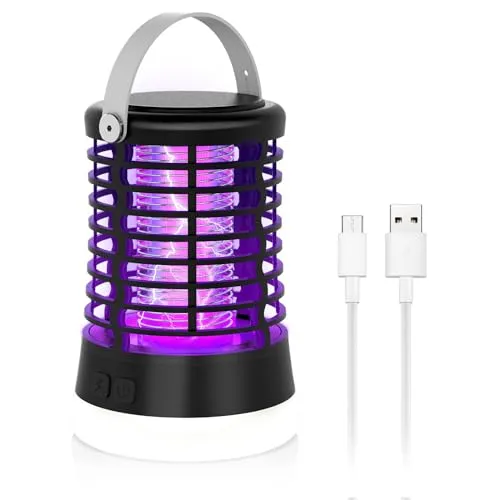 HgUltra Insektenvernichter pour Camping - Mückenlampe USB Rechargeable mit LED Licht, IP66 Wasserdicht, Tragbare Anti Mücken Lampe Mückenfalle Akku für Outdoor & Innen