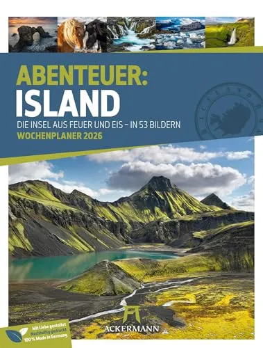 Island Wochenplaner Kalender 2026 | Die Insel aus Feuer und Eis | Eindrucksvoller Reise-Wochenkalender im Hochformat (25x33 cm) | Rätsel & Sudokus