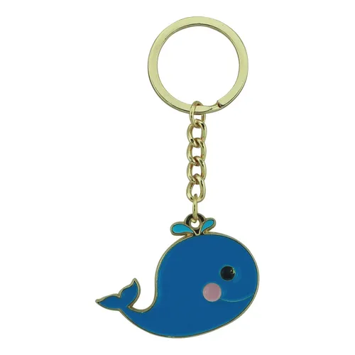 Schlüsselanhänger - Wal Anhänger aus Zink 6 x 12 cm GOLDFARBEN & EMAILLIERT