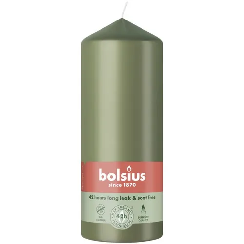 Bolsius Stumpenkerze olive 15 cm Ø 5,8 cm Stumpenkerze in grün von Bolsius