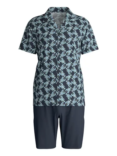 CALIDA Herren Shorty Relax Imprint 2-tlg. aus 100% Baumwolle - Bequemer Shorty in dunklem Saphirblau, ideal für warme Nächte. Atmungsaktiv, hautfreundlich und pflegeleicht – der perfekte Begleiter für entspannte Stunden.