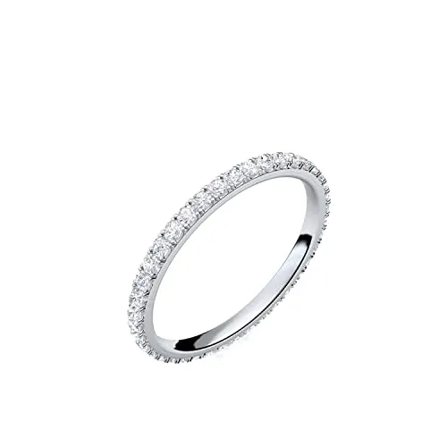 Silber-Ring 925 Verlobungsringe Silber von AMOONIC mit Zirkonia Damen-Ring Memory-Ring Vorsteckring Stein Ehering Trauring dünn Memoire schlicht schmal (wie Diamant Weißgold) FF589SS925ZIFA