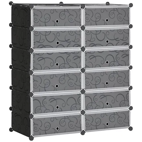 HOMCOM Schuhschrank mit 12 Fächern