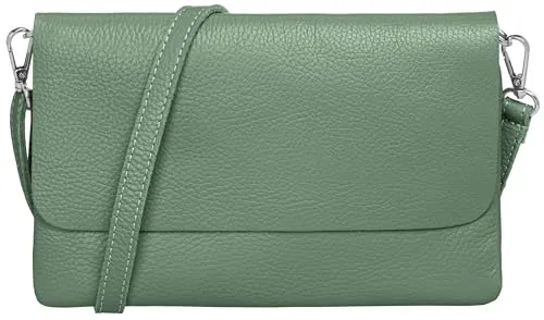 Caspar Elegante Leder Clutch Damen Umhängetasche in türkis von Caspar
