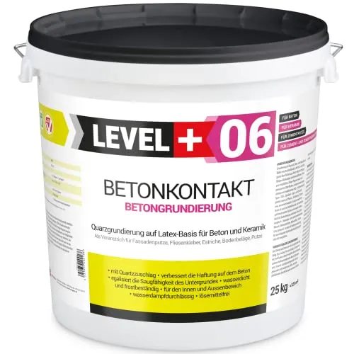 Betonkontakt Level Plus 06 - 25 kg Haftbrücke - Hochwertiger Putzgrund und Haftputzgrund für verschiedene Untergründe. Schnell trocknend und umweltfreundlich, ideal für Innen- und Außenanwendungen.