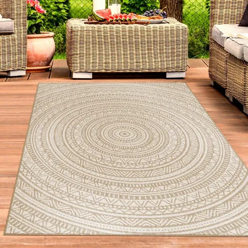 CARPETIA Terrassenteppich Rund 120 cm in beige von Carpetia