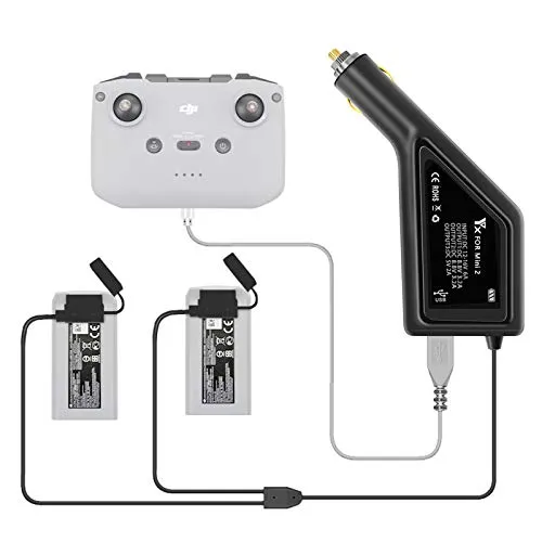 LYONGTECK Akku Kfz Ladegerät für DJI Mini 4K/2,Mini SE/2 SE Drohne, 3-in-1 Autoladegerät Batterie 12 V Akkuladegerät, Akkuladestation Hub Zubehör