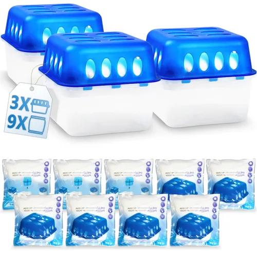 3x Luftentfeuchter Box 9x 400g Beutel Granulat Raum Entfeuchter Stopp Trockner