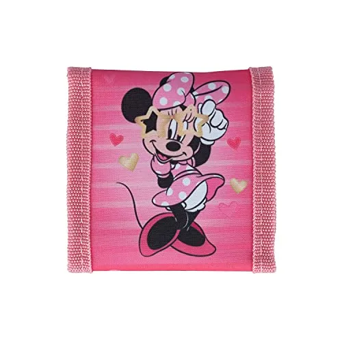 Vadobag VB26363, b枚rse, Minnie Maus, Strapazierf盲hige Kinderb枚rse mit Klettverschluss. Die b枚rse hat EIN Kleinfach mit Rei脽verschluss, EIN Scheinfach Pink