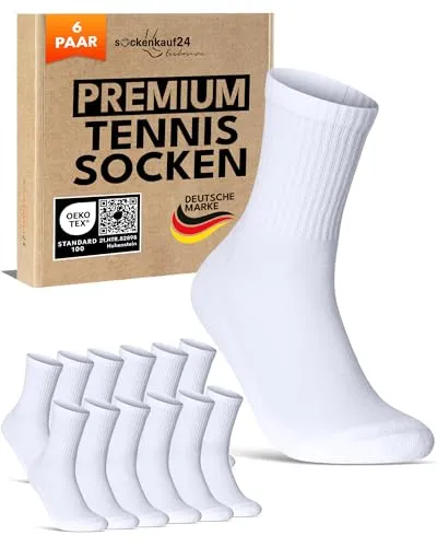 Paar Tennissocken Herren 39-42 Weiß Sportsocken Atmungsaktiv Herrensocken Baumwolle Retro Crew Socken (Weiß 39-42) 6