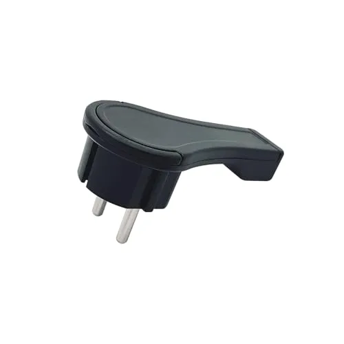 Schutzkontakt Winkelstecker extraflach mit Bügel Kunststoff ( 8mm Höhe ) Klappgriff klapp griff Knickschutz 250V 16A für Kabel bis 3x1,5 mm² CEE 7/7 Schuko Winkel Stecker Flackstecker 1 Stück schwarz
