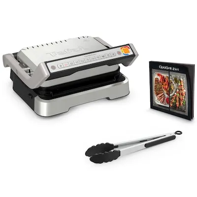 OptiGrill 2in1 GC773D, Edelstahl Kontaktgrill mit Grillzange