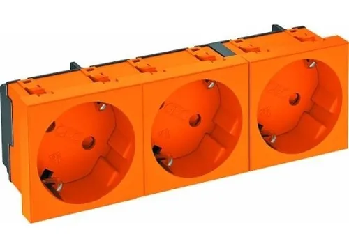 OBO Bettermann 6120125 Geräteeinsatz 3fach Steckdose in orange von OBO Bettermann