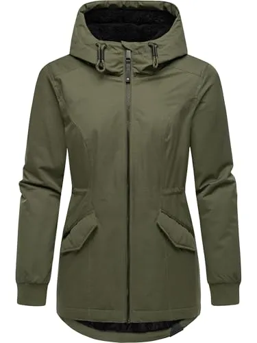 Ragwear Winterjacke Dowey Warm Rain - Wasserdichte Damenjacke in Olivgrün - Funktionsjacke, wasserdicht und atmungsaktiv, ideal für kalte Wintertage mit hohem Tragekomfort und stylischem Design.