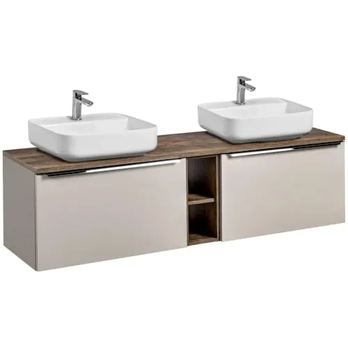 Lomadox Badezimmermöbel Doppel Waschtisch Unterschrank Set 180cm