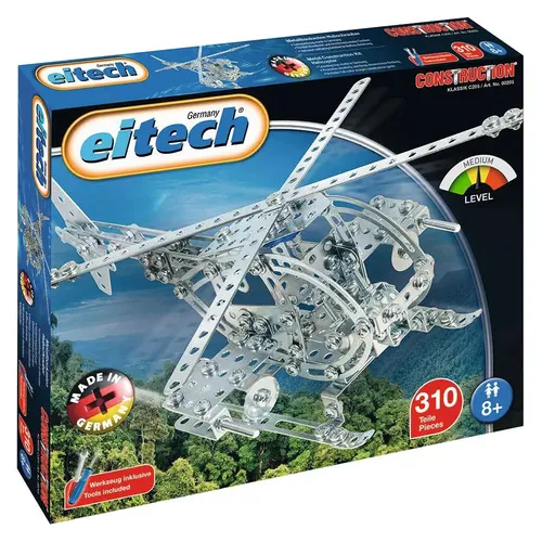 Eitech 00205 Metallbaukasten - Helikopter - Helikopter-Spielzeug für Kinder ab 8 Jahren, fördert Technikverständnis und Feinmotorik mit über 310 Bauteilen. Hochwertig, Made in Germany, ideal als Geschenk.