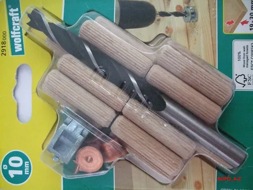 Dübelset 10 mm Holzbohrer Holzdübel Bohrhilfe Wolfcraft Dübel