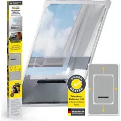 EASYmaxx Insect Protect Teleskop Fliegengitter Fenster - Fensterabdeckungen mit integriertem Insektenschutznetz, kinderleichte Installation ohne Bohren, maßgeschneiderter Schutz für Dachfenster 63x93 cm bis 100x160 cm.