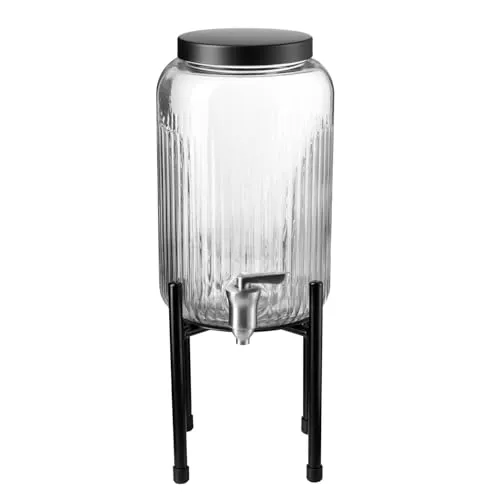 APS 10452 Getränkespender -INDUSTRIAL- 3,8 Liter aus Edelstahl - Eleganter Getränkespender mit 3,8 Litern Fassungsvermögen, ideal für Gartenpartys oder Buffets. Robustes Glas und Edelstahl-Zapfhahn sorgen für tropffreies Ausgießen und stilvolle Präsentation.