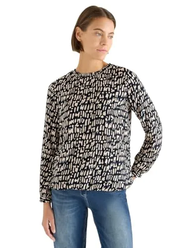 Cecil Damen Bluse mit Smock-Ausschnitt - Stylische Damenbluse mit grafischem Muster und elastischem Saum. Ideal für jeden Anlass, komfortabler Viskosemix sorgt für besten Tragekomfort.