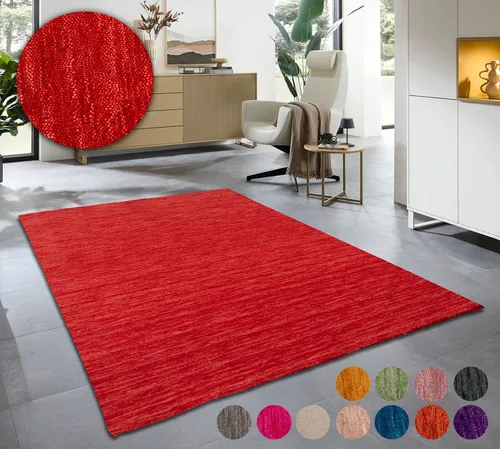 THEKO Wollteppich Holi, rechteckig, handgewebt aus reiner Wolle - Dieser handgewebte Wollteppich in 12 Farben kombiniert Griffigkeit und Weichheit. Ideal für jedes Raumkonzept, strapazierfähig und pflegeleicht, bringt er natürliche Eleganz in Ihr Zuhause.