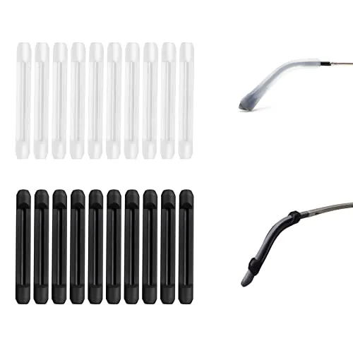 SHULLIN 10 Paar Silikon Antirutsch Brillenbügel Überzüge Anti Rutsch Brillen Ohrbügel Bügel Spitzen Brillen Pads Brillen Ohrpolster für Sonnenbrille Lesebrillen Brillenbeine(schwarz ,transparent)