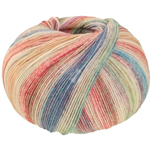 LANA GROSSA Cool Wool 4 Socks Print | Bedrucktes Merino-Sockengarn aus mehrfach verzwirnten Einzelfäden | Handstrickgarne aus 75% Schurwolle | 100g Wolle zum Stricken & Häkeln | 420m Garn FB 7769