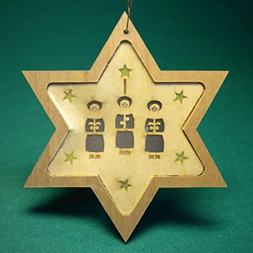 Rudolphs Schatzkiste Christbaumschmuck Stern mit Kurrende Höhe= 8cm NEU Weihnachten Baumschmuck Holzschmuck Holz Seiffen Erzgebirge Strauchbehang Dekoration
