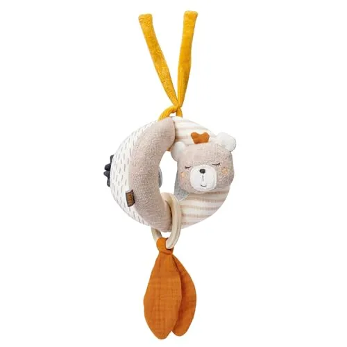 Fehn 052312 Greifball Esel & Teddy NATUR – Motorik-Spielball mit Rassel zum Werfen, Greifen, Rollen – fördert Babys motorische Fähigkeiten – für Baby und Kleinkinder ab 0+ Monaten, Mehrfarbig