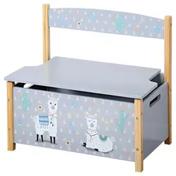Kesper Kindersitzbank - Alpaka Motiv, Grau - Drohnen - Praktische Kindersitzbank mit aufklappbarer Sitzfläche und großem Staufach für Kuscheltiere und Spielzeug, ideal für das Kinderzimmer.