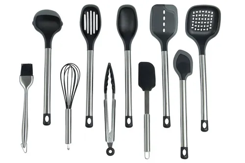 ZOLLNER24 Kochbesteck-Set 10-teilig - Vielseitiges Kochbesteck-Set mit 10 Teilen aus hochwertigem Edelstahl. Ideal für alle Kochbedürfnisse, spülmaschinengeeignet und hitzebeständig bis 230°C.