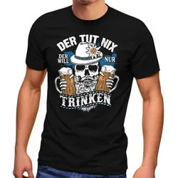 MoonWorks Print-Shirt Herren T-Shirt Der tut nix der will nur trinken Bier Totenkopf mit Print schwarz 3XL