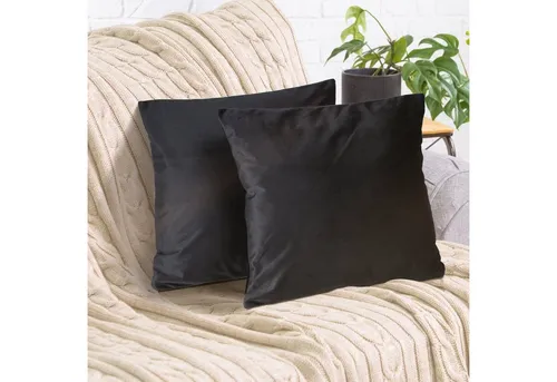 Cozyor Kissenbezug Samt Kissenhülle in diversen Größen & Farben, Sofakissen Bezug, (2 Stück), schwarz Eclipse, weiches Samtkissen 40x40 cm mit Reißverschluss
