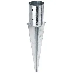 Einschlag-Bodenhülse ALBERTS, silber (silberfarben), B:10,1cm, Stahl, Bodenanker, für Rundholzpfosten, Ø101 mm, Gesamtlänge 600 mm