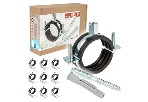 Tecuro - 10-er Kombi-set Schraubrohrschelle 48-53 Mm, Inkl. Stockschraube M8 X 120 Mm Und Hohlraumdübel, Mit Schallschutzeinlage