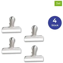 Wenko 4er-Set: Verschlussklammern in Silber - (B)6,3 x (H)7,6 cm