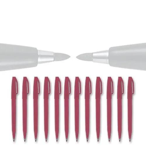 Pentel S520-P Sign Pen Faserschreiber - 0,8 mm Strichstärke, pink, 12er Pack, ideal für Grafiker und Künstler, metallgefasste Schreibspitze für präzise Zeichnungen