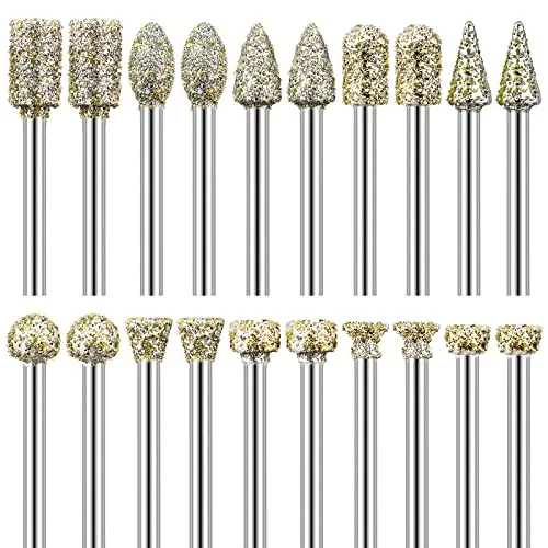 Diamant Fräser Set, 20 Stück Diamant Frässtifte Schleifstifte für Dremel Rotationswerkzeug Zubehör mit 1/8