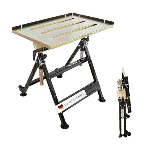 LEMODO mobiler Schweißtisch klappbar - Werkbänke mit höhenverstellbarer Funktion und stufenloser Neigung bis 90°, ideal für sicheres und komfortables Schweißen, belastbar bis 150 kg.