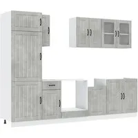 vidaXL 8-tlg. Küchenschrank-Set Lucca in Betongrau - Küchenunterschränke mit elegantem Design und viel Stauraum, ideal für jede Küche. Robust und pflegeleicht aus hochwertigem Holzwerkstoff gefertigt.