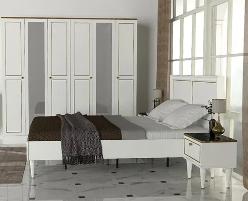 Modernes Schlafzimmer Set 4tlg in Weiß - Vielseitiges Schlafzimmer Set für Jugendliche und Erwachsene. Inklusive Bett, 2 Nachttischen und Kleiderschrank. Kompakt und stilvoll, ideal für jedes Schlafzimmer.