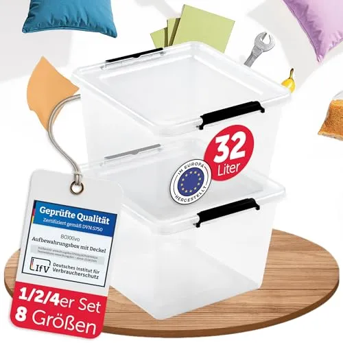 BOXXivo Aufbewahrungsboxen mit Deckel 32l im 2er Set in weiß von BOXXivo