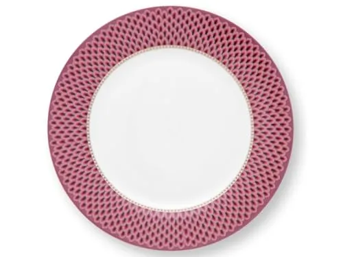 PiP Studio Speiseteller Flower Festival Scallop Teller dark pink 26,5 cm, Plate Flower Festival Scallop Dark Pink 26.5cm