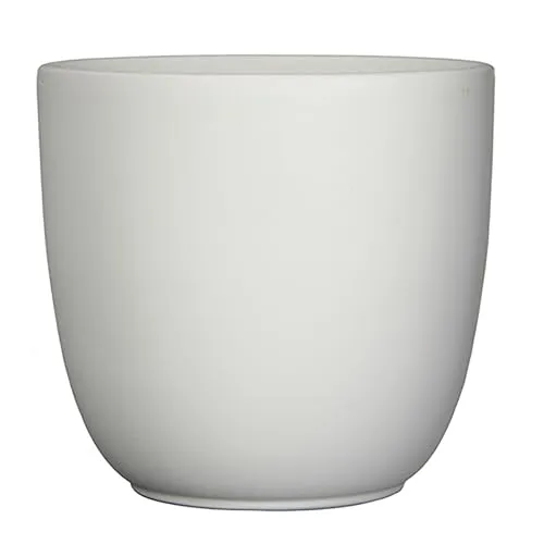 Annastore Blumenübertopf Tusca aus Keramik - Übertopf - Blumentopf - Übertöpfe - Blumentöpfe (Weiß-Matt, H 9 cm - Ø 10 cm)