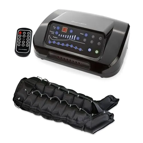 Dinamicamed | PRO 8.0 Beinmassagegerät| 8 Luftkammern| 6 Programme mit Hose für Beine, Gesäß und Bauch, Fernsteuerung, Timer | Lymphdrainage Gerät zur Anwendung bei Cellulite