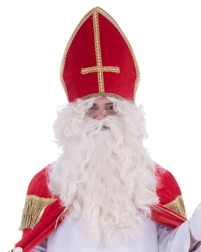 Funny Fashion Sankt Nikolaus Perücke und Bart - Weiß | Set zum Weihnachtsmann Kostüm