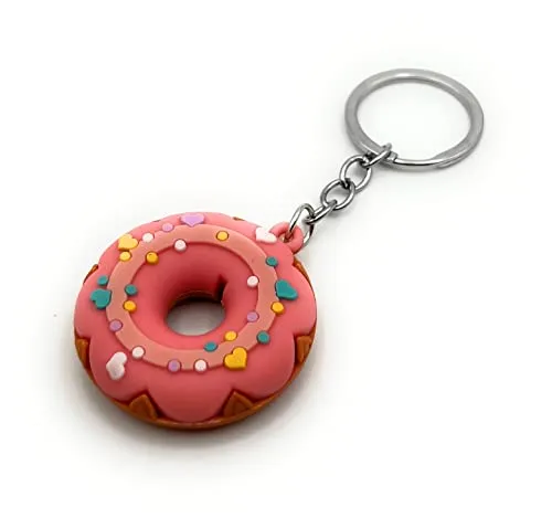 H-Customs Donut Glasur Streusel pink Herzen Schlüsselanhänger Anhänger pink