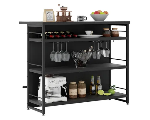 COSTWAY Hausbar Schrank mit Weinregal und Gläserhalter